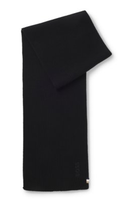 Boss Uomo Nero - Sciarpa Nera Con Logo Ricamato - Accessories - One Size - Immagine 4