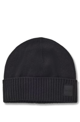 Beanie hat with wool, Black