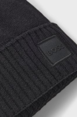 Beanie hat with wool, Black