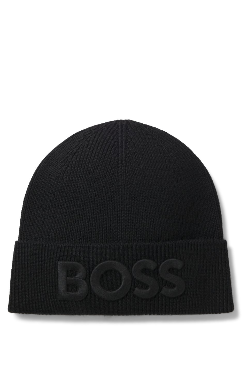 Wool-blend beanie hat with embroidered logo