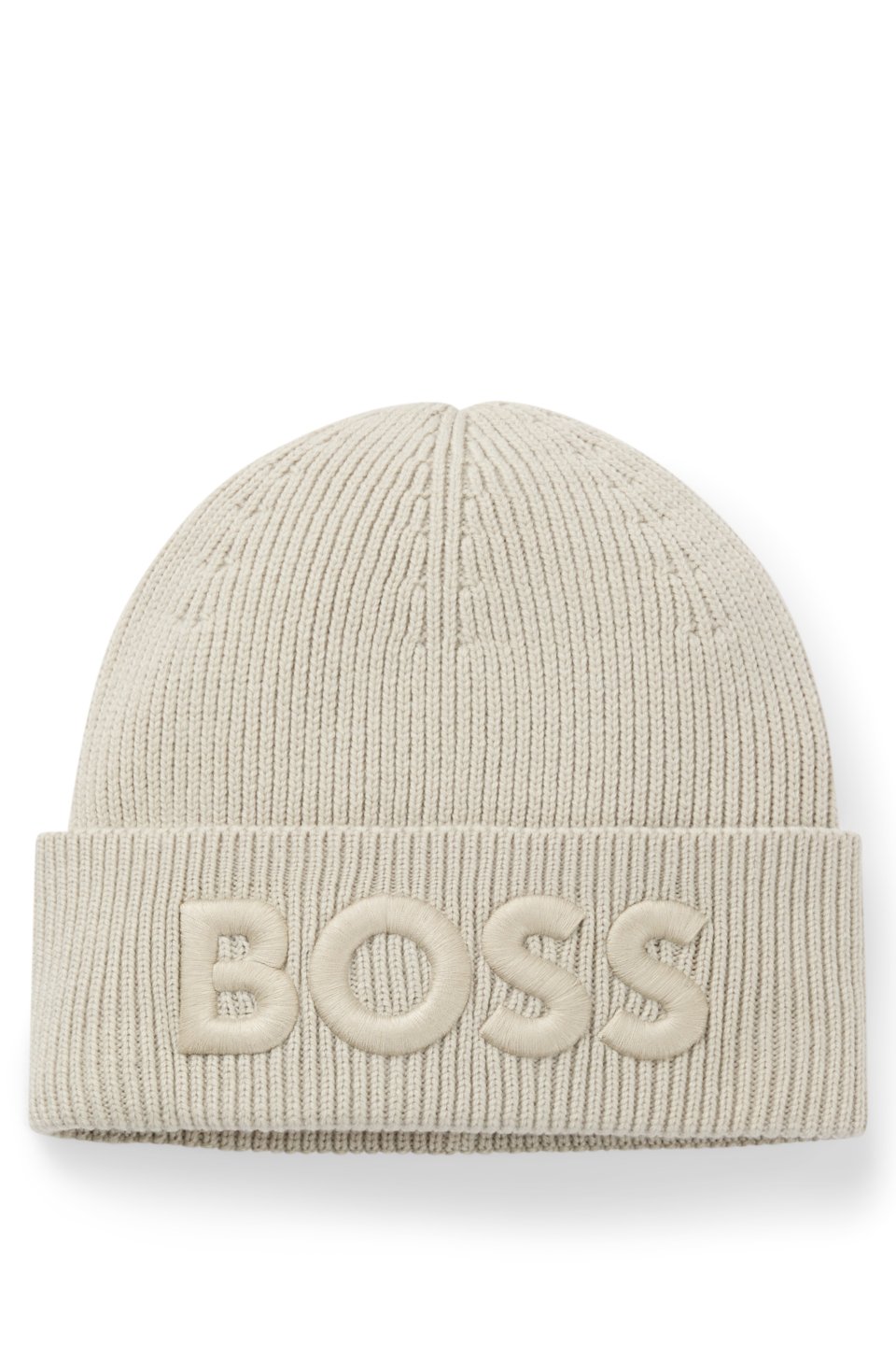 Wool-blend beanie hat with embroidered logo