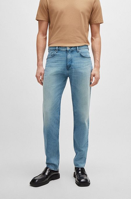 Regular-fit jeans in blue comfort-stretch denim, Light Blue