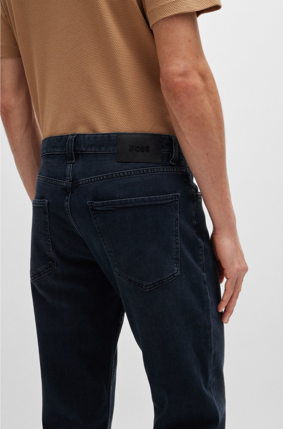 Maine Regular-fit jeans in coal-navy Italian denim, Dark Blue