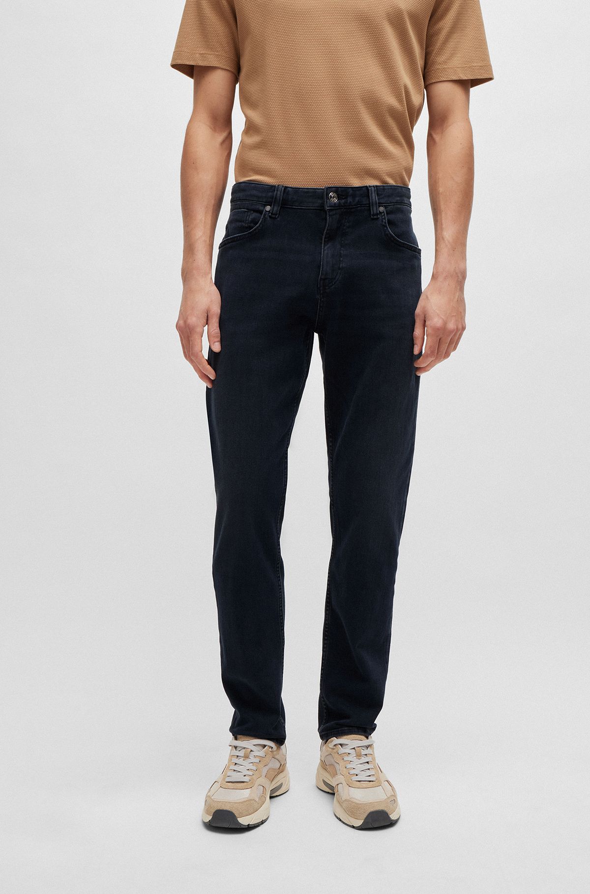 Maine Regular-fit jeans in coal-navy Italian denim, Dark Blue