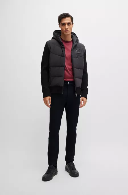 Porsche x BOSS Tapered-fit jeans in dark-blue performance denim