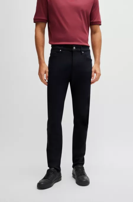 Porsche x BOSS Tapered-fit jeans in dark-blue performance denim