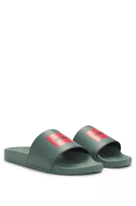 Italian-made slides with logo label