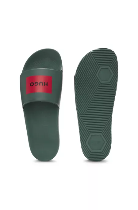 Italian-made slides with logo label