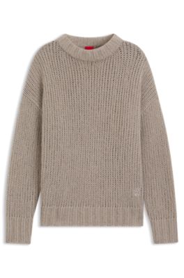 Oversized-fit sweater in a wool blend, Light Beige