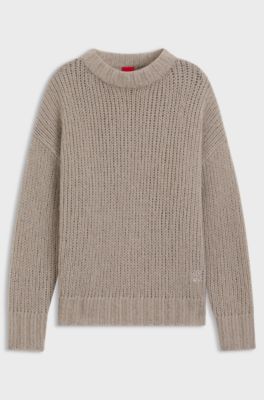 Oversized-fit sweater in a wool blend, Light Beige