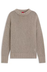 Oversized-fit sweater in a wool blend, Light Beige