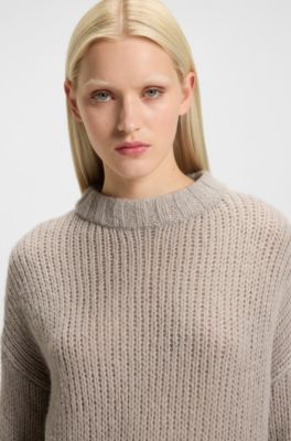 Oversized-fit sweater in a wool blend, Light Beige