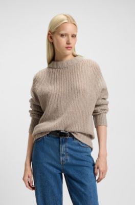 Maglione oversize in misto lana, Beige chiaro
