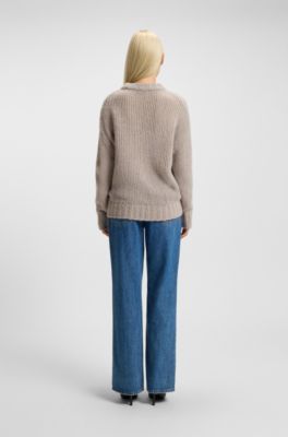 Oversized-fit sweater in a wool blend, Light Beige