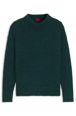 Oversized-fit sweater in a wool blend, Dark Green