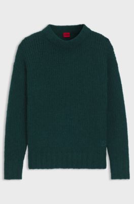 Oversized Pullover aus Woll-Mix, Dunkelgr&uuml;n