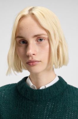 Oversized-fit sweater in a wool blend, Dark Green