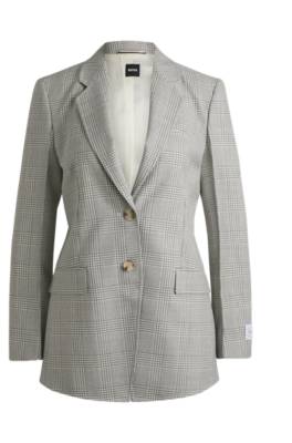 Regular-fit jacket in checked virgin-wool crepe 1