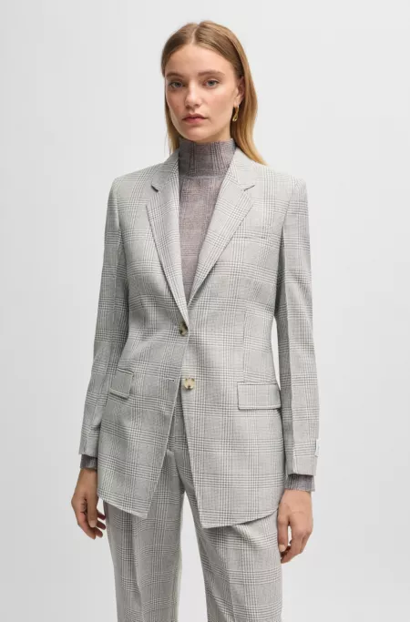 Veste Regular en crêpe de laine vierge à carreaux