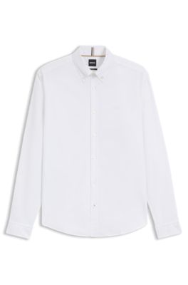 Regular-fit button-down shirt in Oxford cotton, White