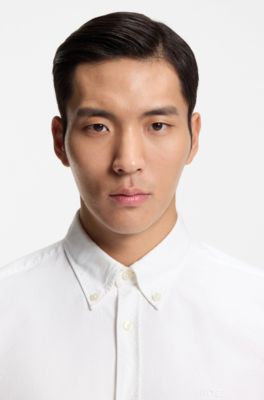 Regular-fit button-down shirt in Oxford cotton, White