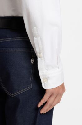 Regular-fit button-down shirt in Oxford cotton, White