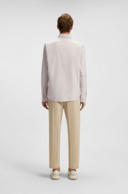 Regular-fit button-down shirt in Oxford cotton, Light Beige