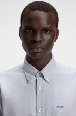 Regular-fit button-down shirt in Oxford cotton, Light Blue