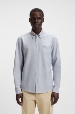 Regular-fit button-down shirt in Oxford cotton, Light Blue