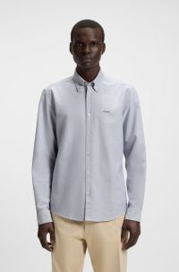 Regular-fit button-down shirt in Oxford cotton, Light Blue