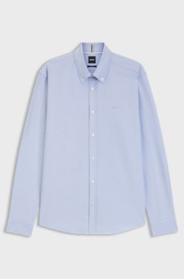 Regular-fit button-down shirt in Oxford cotton, Light Blue
