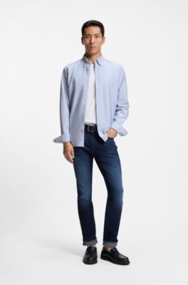 Regular-fit button-down shirt in Oxford cotton, Light Blue