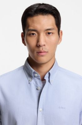 Regular-fit button-down shirt in Oxford cotton, Light Blue