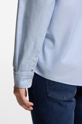 Regular-fit button-down shirt in Oxford cotton, Light Blue
