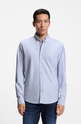 Regular-fit button-down shirt in Oxford cotton, Light Blue