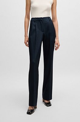 BOSS - Regular-Fit Hose aus Twill in Denim-Optik