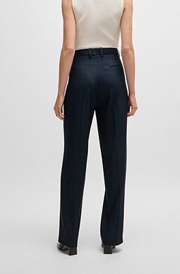 BOSS - Regular-Fit Hose aus Twill in Denim-Optik