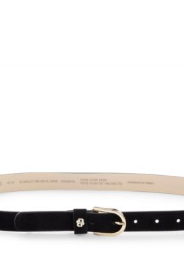 Suede belt with Double B monogram, Black