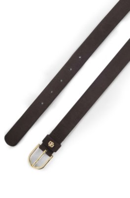 Boss Suede belt with gold-tone Double B monogram klassiska skärp dam – bild 2