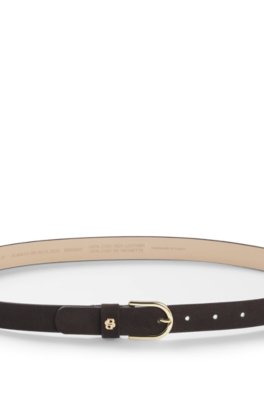 Boss Suede belt with gold-tone Double B monogram klassiska skärp dam – bild 3