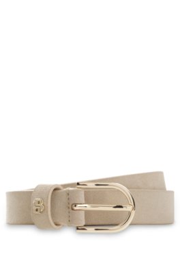 Suede belt with gold-tone Double B monogram