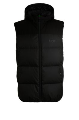 BOSS Water repellent down gilet with logo print Black