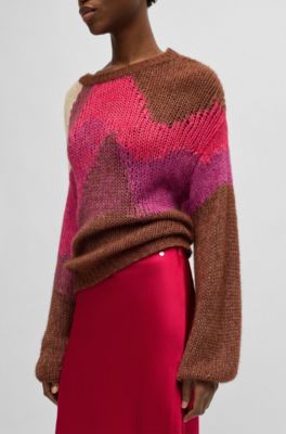 Midi-length skirt in hammered satin, Red