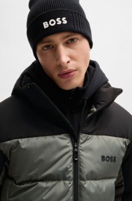 Water-repellent down jacket with detachable hood, Grey