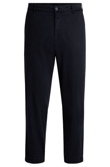 Tapered-fit regular-rise trousers in stretch twill, Dark Blue