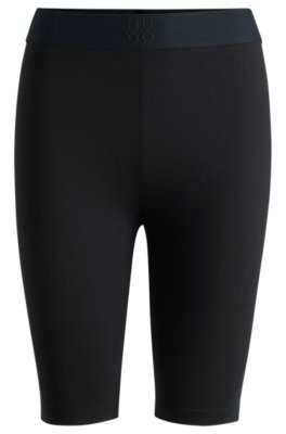 Short cycliste en coton stretch à logo revisité