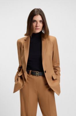 Cintura in pelle italiana con lettere logo in metallo, Marrone / Nero