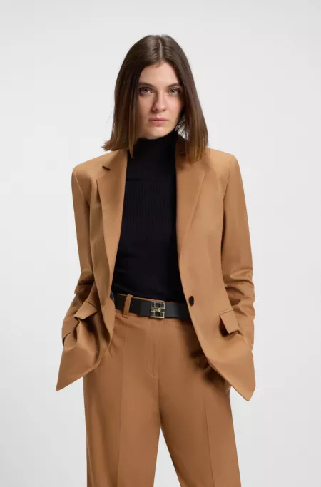 Logo-buckle reversible belt in Italian leather