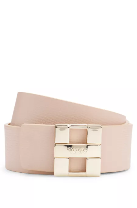 Reversible belt in grained and smooth Italian leather