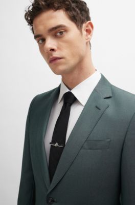 BOSS - Slim-fit suit in herringbone virgin wool